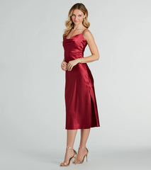All The Elegance Satin Slip Midi Dress