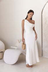 Moonlight Dancer Off Shoulder Maxi Dress Cream