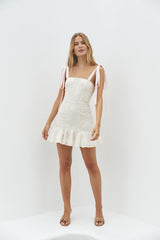 Blossom Embellish Mini Dress Cream