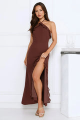 Love Potion Halter Maxi Dress Brown