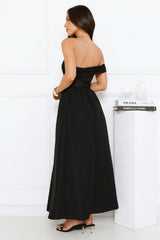 Luxe Whimsy Off Shoulder Maxi Dress Black
