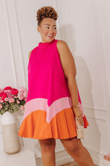 Sunset Social Color Block Mini Dress Curves