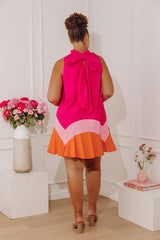 Sunset Social Color Block Mini Dress Curves