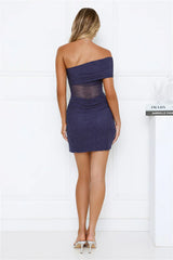 Nightfall Babe One Shoulder Mini Dress Navy