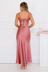 Graceful Essence Satin Maxi Dress Plum