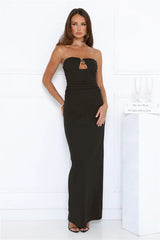 Glow Getter Mode Strapless Maxi Dress Black