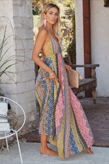 Sexy V-neck Backless Floral Print Cami Maxi Dress