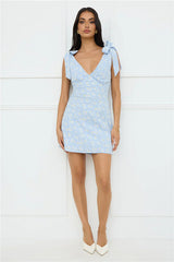 Painted Daisy Mini Dress Blue