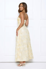 Gorgeous Temptation Strapless Maxi Dress Yellow