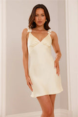 Lotus Love Satin Mini Dress Yellow