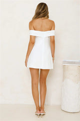 Island Haze Off Shoulder Mesh Mini Dress White