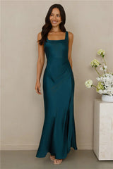 The Evelina Satin Maxi Dress Teal