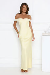 The Sophisticate Off Shoulder Maxi Dress Yellow