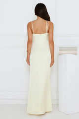 Gilded Empress Satin Maxi Dress Yellow