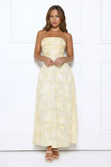 Gorgeous Temptation Strapless Maxi Dress Yellow