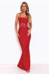Lace Patchwork Cami Bodycon Maxi Dress