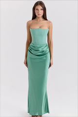 Strapless Boned Corset Bodycon Maxi Dress