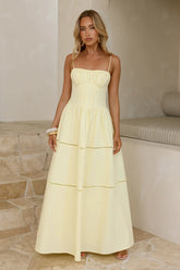 Sunny Day Embroidered Tiered Maxi Dress Yellow