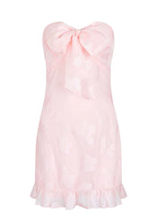 Sweet Pink Bow Fitted Short Dress