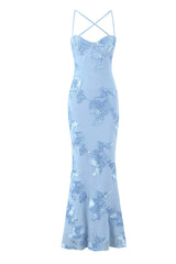 Yellow Embroidered Fitted Straps Dress