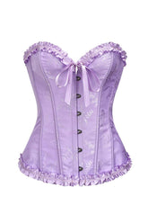 Sweetheart Lilac Lace-Up Floral Corset