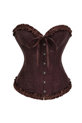 Sweetheart Brown Lace-Up Floral Corset