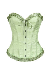 Sweetheart Sage Green Lace-Up Floral Corset