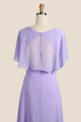 V-neck Lilac A-line Chifoon Bridesmaid Dress