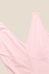 V-neck Pink Ruffle Hem Long Dress with Slit