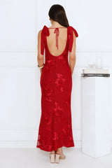 Golden Doll Mesh Maxi Dress Red