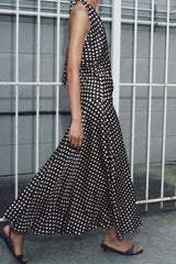 Polka Dot Halter Neck Maxi Dress