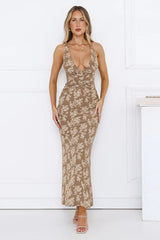 Jacquard V-Neck Backless Cami Maxi Dress