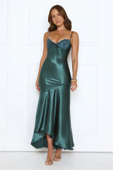Nightfall Chic Satin Maxi Dress Teal