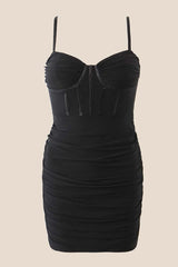 White Corset Ruched Tight Mini Dress