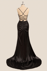 Sage Satin Cowl Neck Mermaid Formal Dress