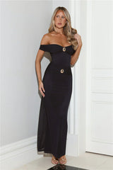 The Grand Entrance Off Shoulder Maxi Dress Navy