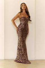 The Prestige Edit Sequin Maxi Dress Brown