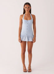 Georgina Denim Mini Dress - Light Blue