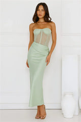 Sunbeam Serenade Strapless Mesh Maxi Dress Green