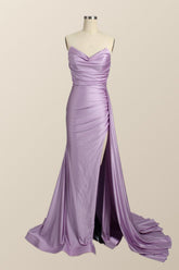 Sweetheart Lilac Ruched Mermaid Long Formal Dress