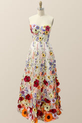 Sweetheart 3D Flower Blossoming Long Dress
