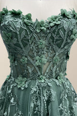 Yellow Floral Embroidery Strapless A-line Formal Dress