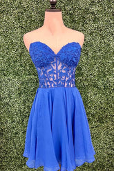 Royal Blue Short Chiffon Homecoming Dress