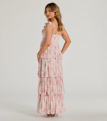 Gwen Sweetheart Ruffle Floral A-Line Formal Dress