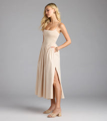 Effortless Era Woven A-Line Midi Dress