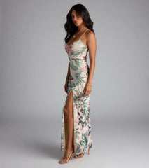 Kiss The Sun Tropical Lace-Up Slit Maxi Dress