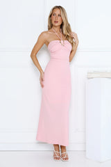 Minimalist Luxe Halter Midi Dress Pink