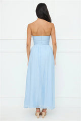 Luxurious Glow Strapless Maxi Dress Blue