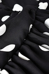 Elegant Polka Dot Strapless Bodycon Maxi Dress
