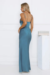 Formal Dream Satin Maxi Dress Teal